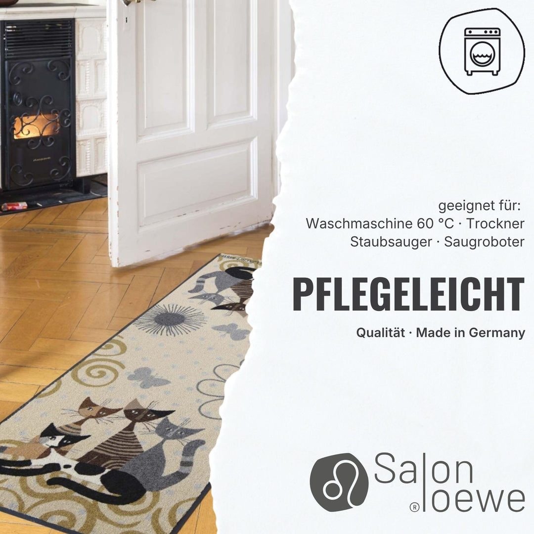 Fussmatte halbrund Katzen-Motiv Polyamid waschbar 60x85 cm - Bild 7