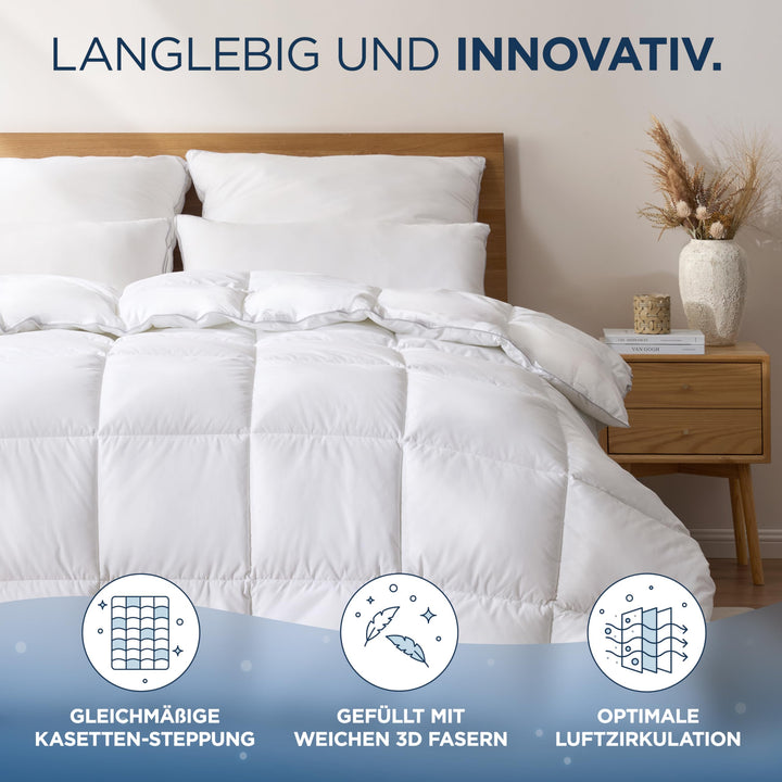 Ganzjahres-Steppdecke 155x220cm Perkalbaumwolle mit 3D-Faser-Füllung - Bild 7