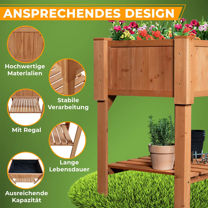 Hochbeet Holz mit Ablageboden 120x60x90 cm für Garten &amp; Terrasse - Bild 2