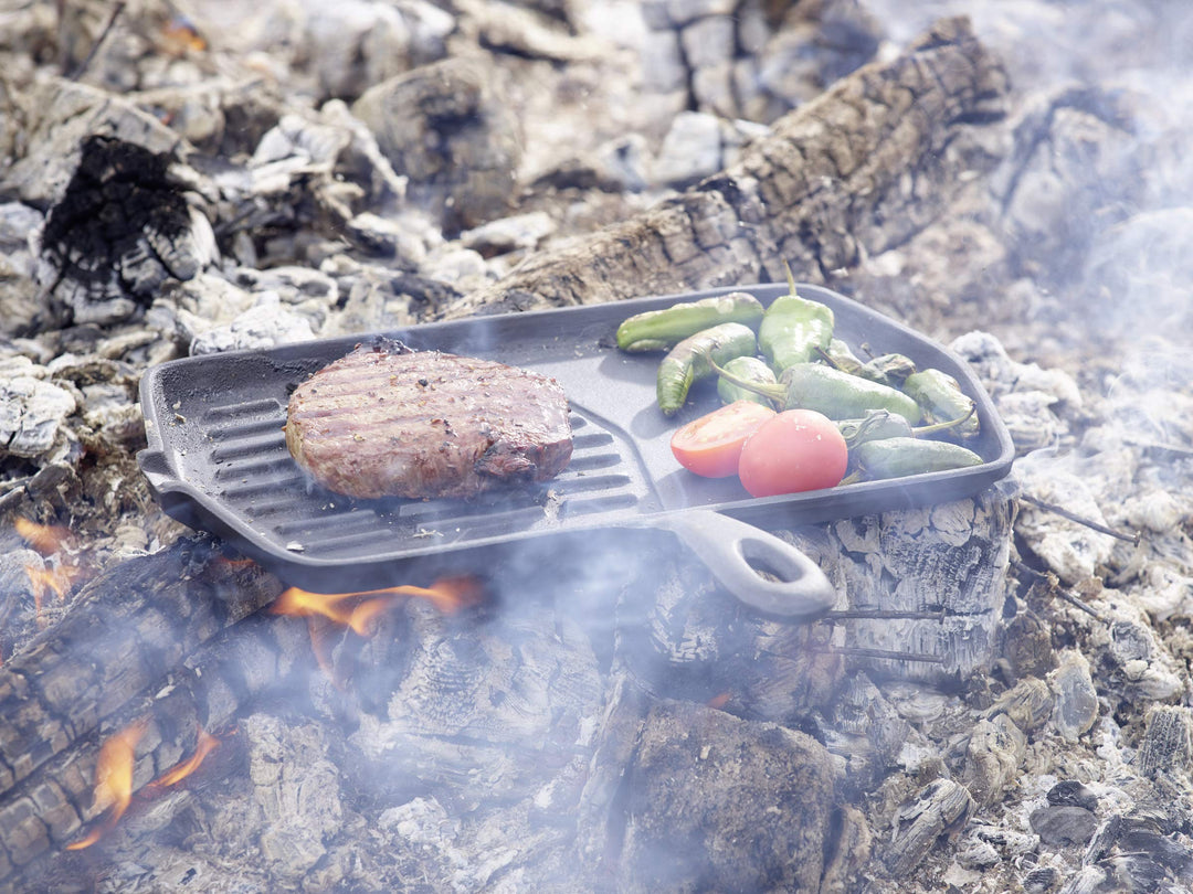 Grillpfanne Gusseisen mit Grillstreifen 34x19 cm für Steaks - Bild 4