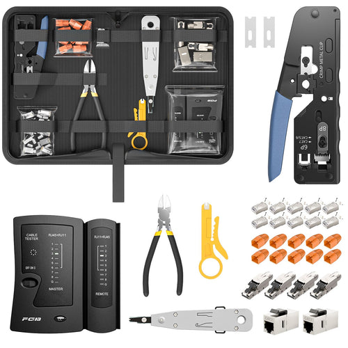 Netzwerk Werkzeug Set RJ45/RJ11/RJ12 3-in-1 Crimpzange mit Tester