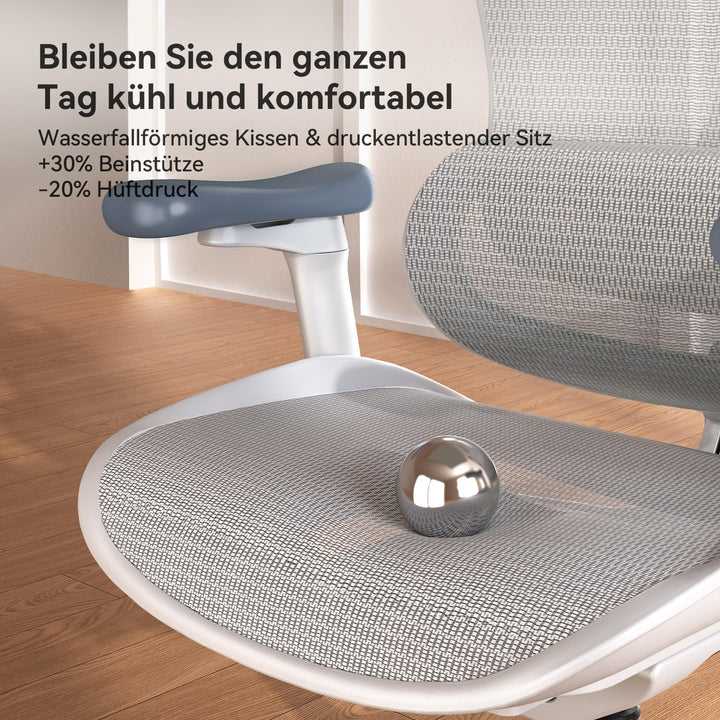 Ergonomischer Bürostuhl Netz mit Lendenwirbelstütze 3D-Armlehnen bis 150 kg - Bild 10