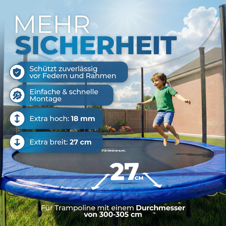Trampolin Randabdeckung Ø 305 cm, 27 cm breit, UV-beständig, Blau - Bild 2