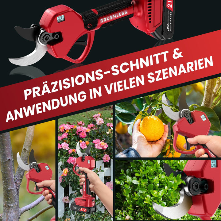 Akku-Astschere Bürstenlos 50mm Schnittbreite mit LCD-Anzeige 2x2000mAh - Bild 7