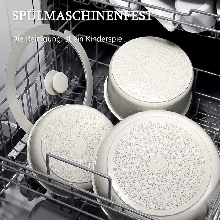 Topf- und Pfannenset 5-teilig Granit-Antihaft abnehmbare Griffe Induktion - Bild 3