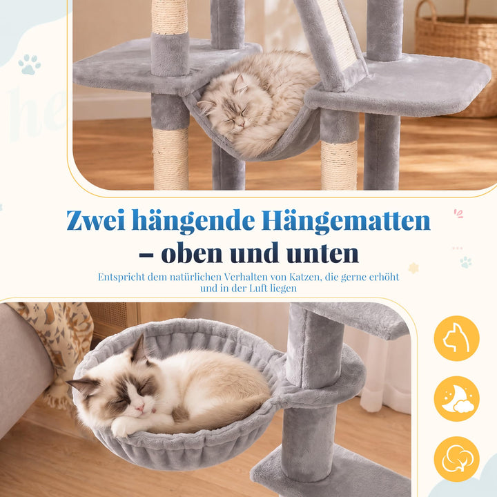 Kratzbaum für mehrere Katzen mit Haus, Hängematte und Sisal - Bild 5