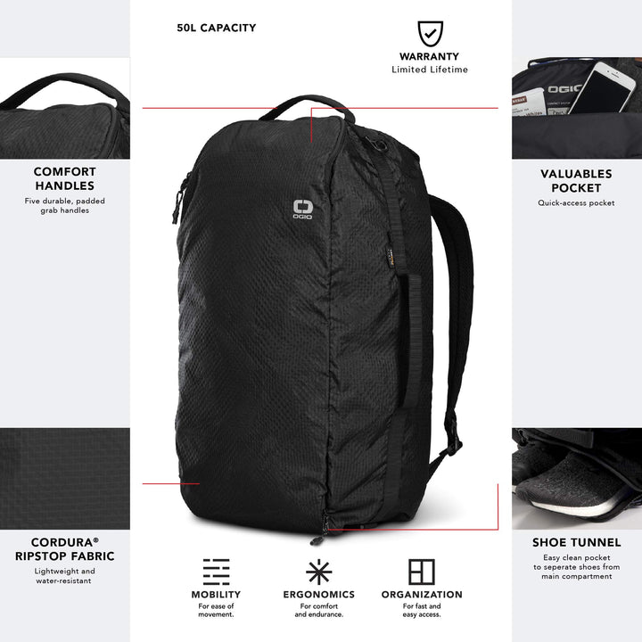 Reisetasche mit Rucksackfunktion 50 L Ripstop-Cordura wasserabweisend - Bild 5
