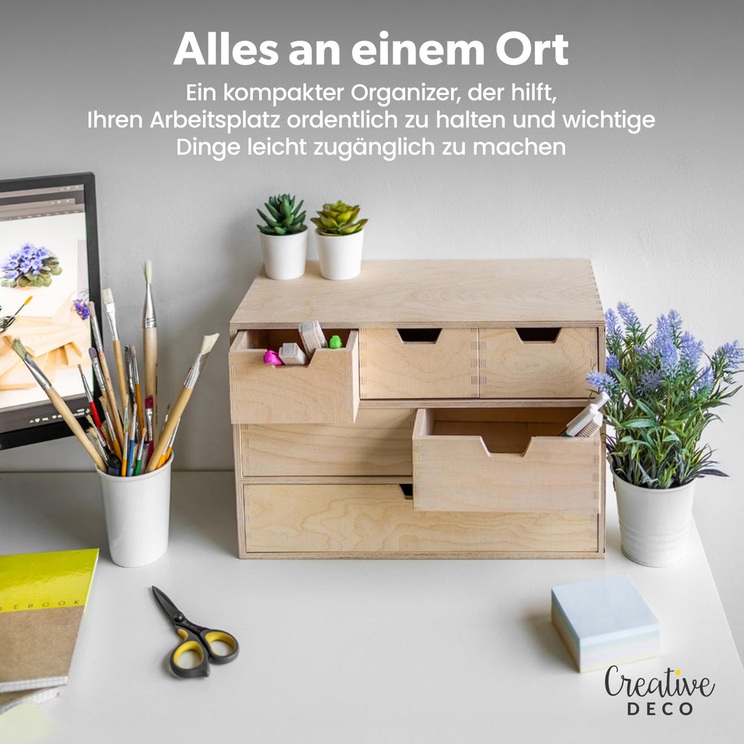Schubladenbox Holz 6 Schubladen Organizer 42x20x28,5 cm - Bild 4