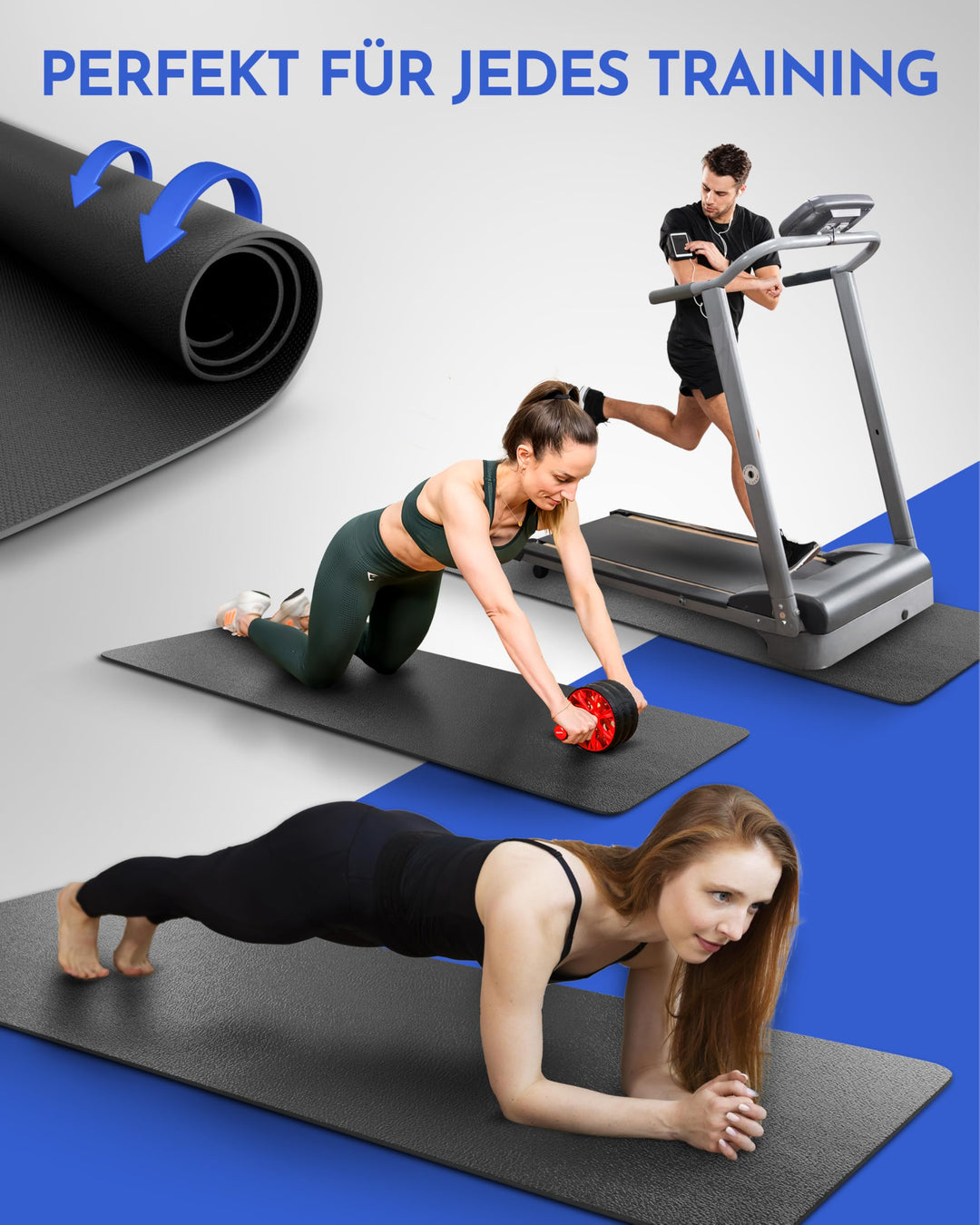Bodenschutzmatte Fitnessgeräte 200x90cm 8mm rutschfest schwarz - Bild 6