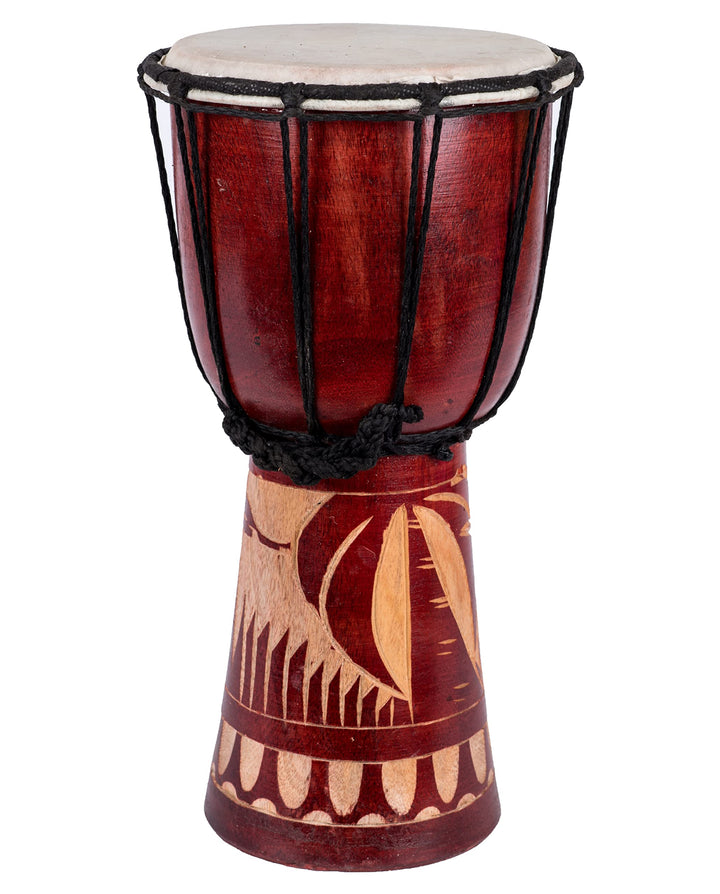 Djembe Trommel 40 cm Mahagoni mit Ziegenfell Elefant-Motiv - Bild 2