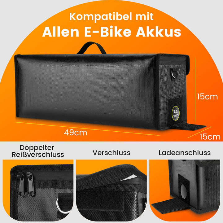E-Bike Akku Schutztasche feuerfest 1400°C 49x15x15cm 2er-Set - Bild 3