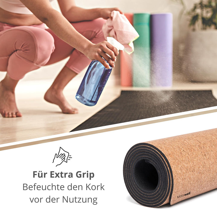 Yogamatte Kork 4mm mit Hilfslinien, Pilatesmatte inkl. Tasche - Bild 6