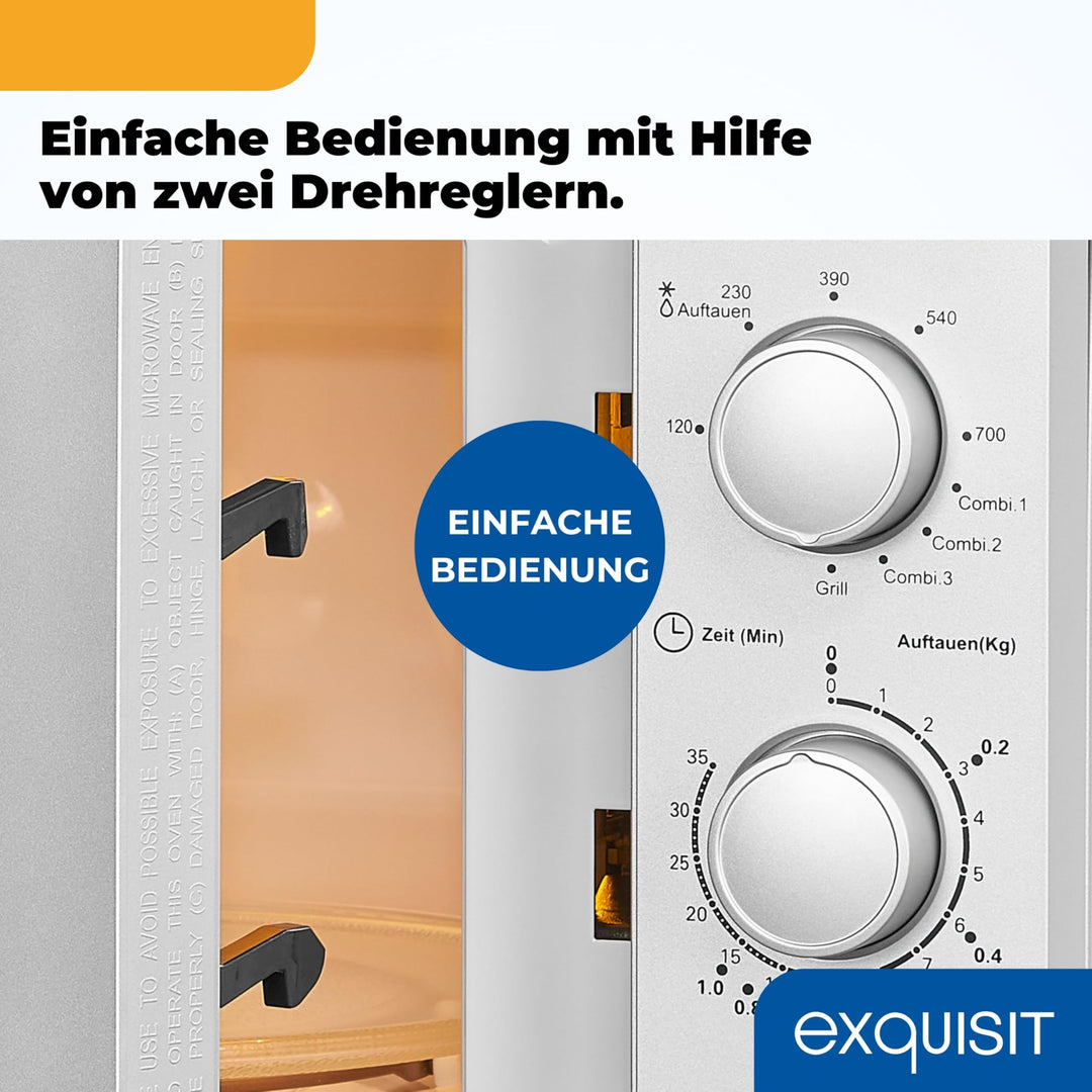 Mikrowelle mit Grill 20 L, 700 W/1000 W, Silber, 2 Drehregler - Bild 9