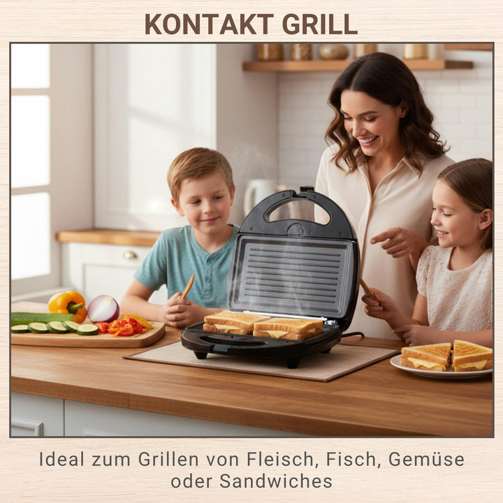 Kontaktgrill 1300W mit herausnehmbaren Backplatten, Schwarz - Bild 2