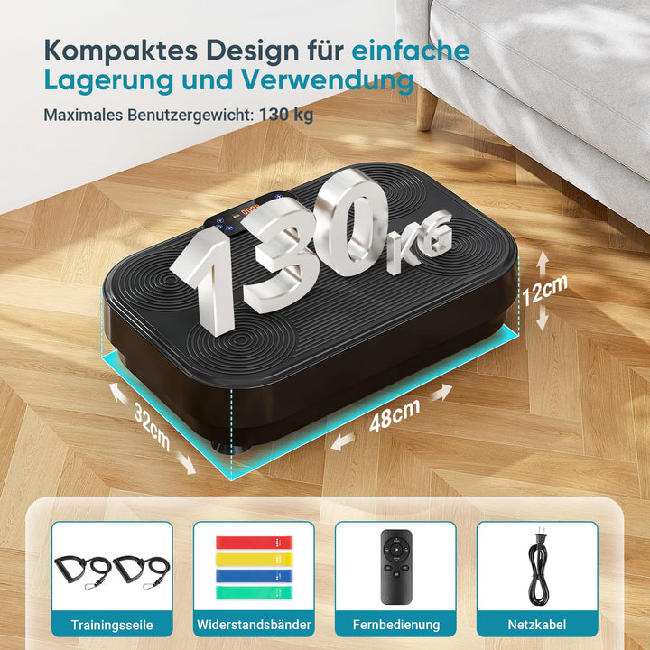 Vibrationsplatte 99 Stufen mit 5 Programmen &amp; 4 Fitnessbänder - Bild 3