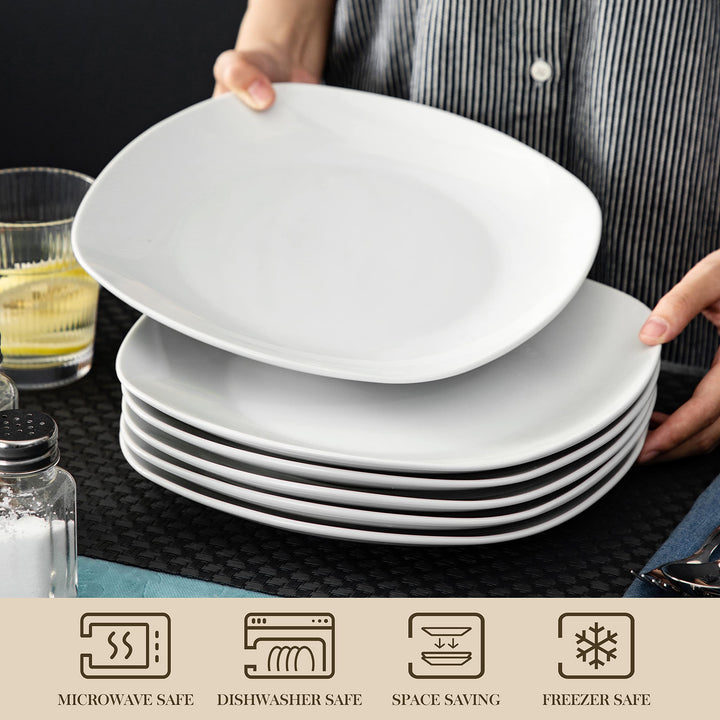 Speiseteller Set Porzellan Eckig 6 Personen 24,8 cm Weiss - Bild 4