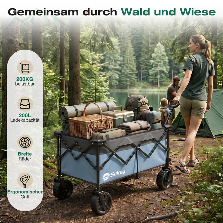 Bollerwagen faltbar XXL 200L 200kg All-Terrain Gelaenderaeder - Bild 2