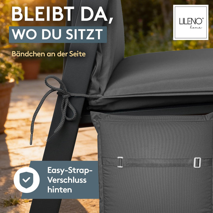 Hochlehner Auflagen 2er Set Anthrazit UV-beständig für Gartenstühle - Bild 3