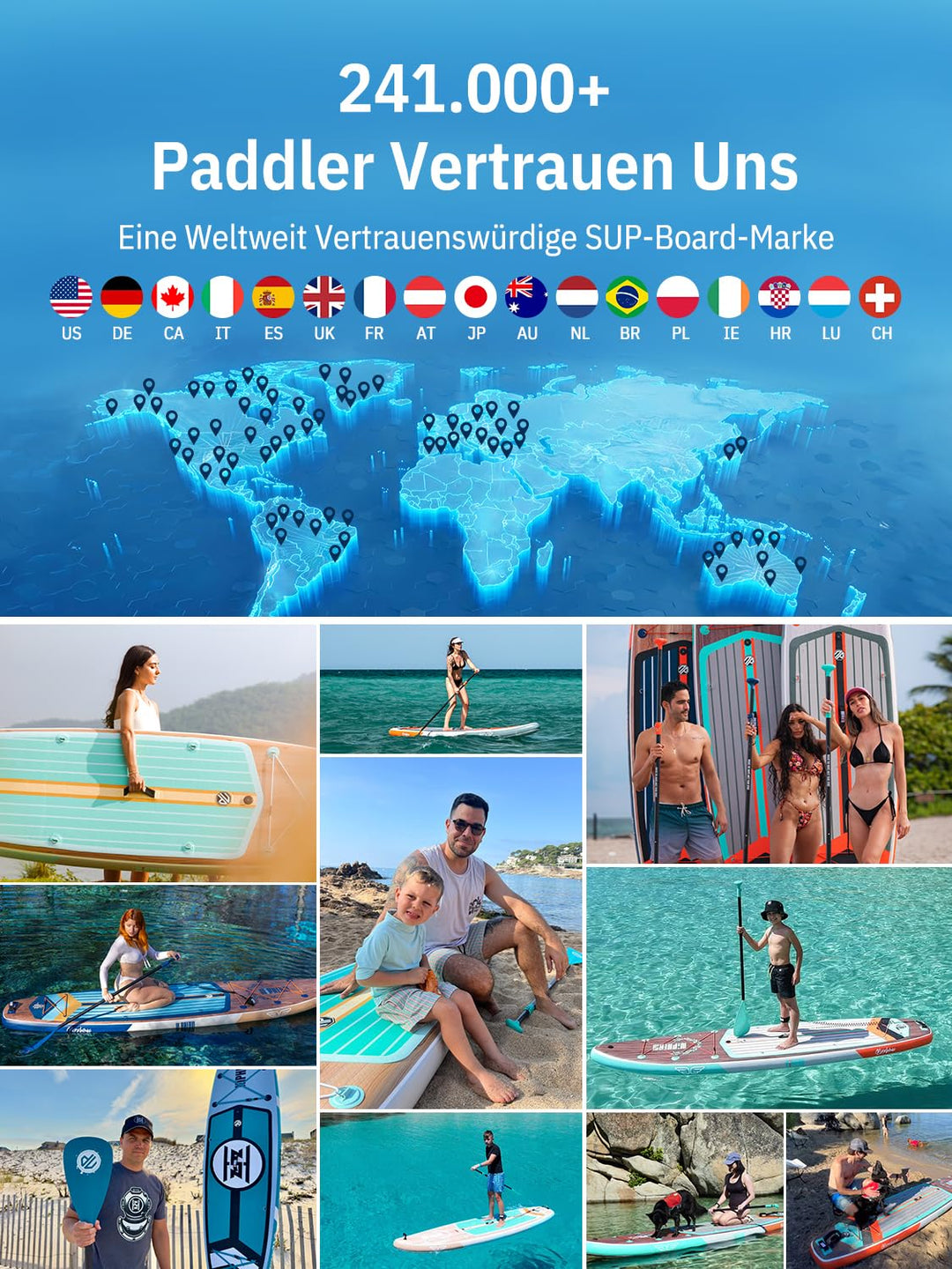 SUP Board aufblasbar XXL 335x83x15cm 250kg für 2+ Personen - Bild 3