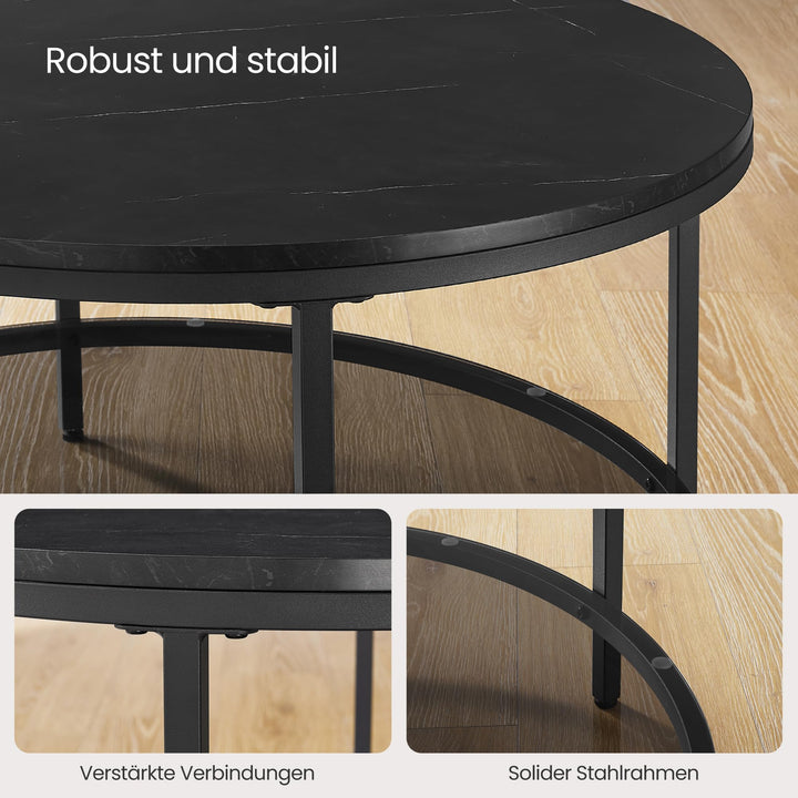 Couchtisch Glas Marmorschwarz 80x80x45 cm mit Ablagefläche - Bild 6