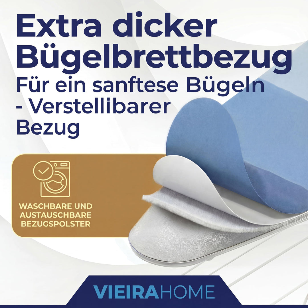 Bügelbrett XXL klappbar höhenverstellbar 130x48 cm für Dampfbügelstation - Bild 5