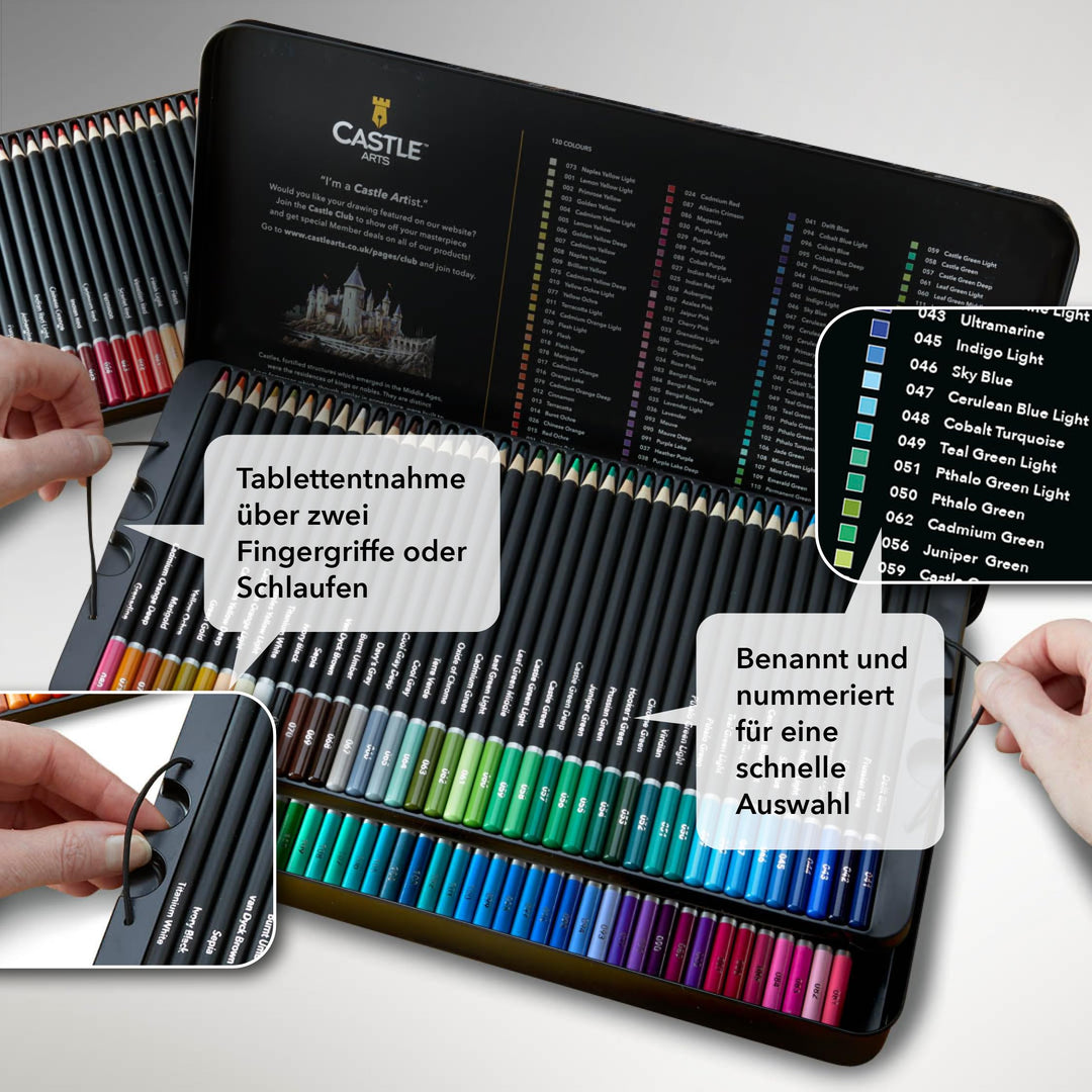 Buntstifte Set 120 Farben weicher Kern in Blechbox für Künstler - Bild 2