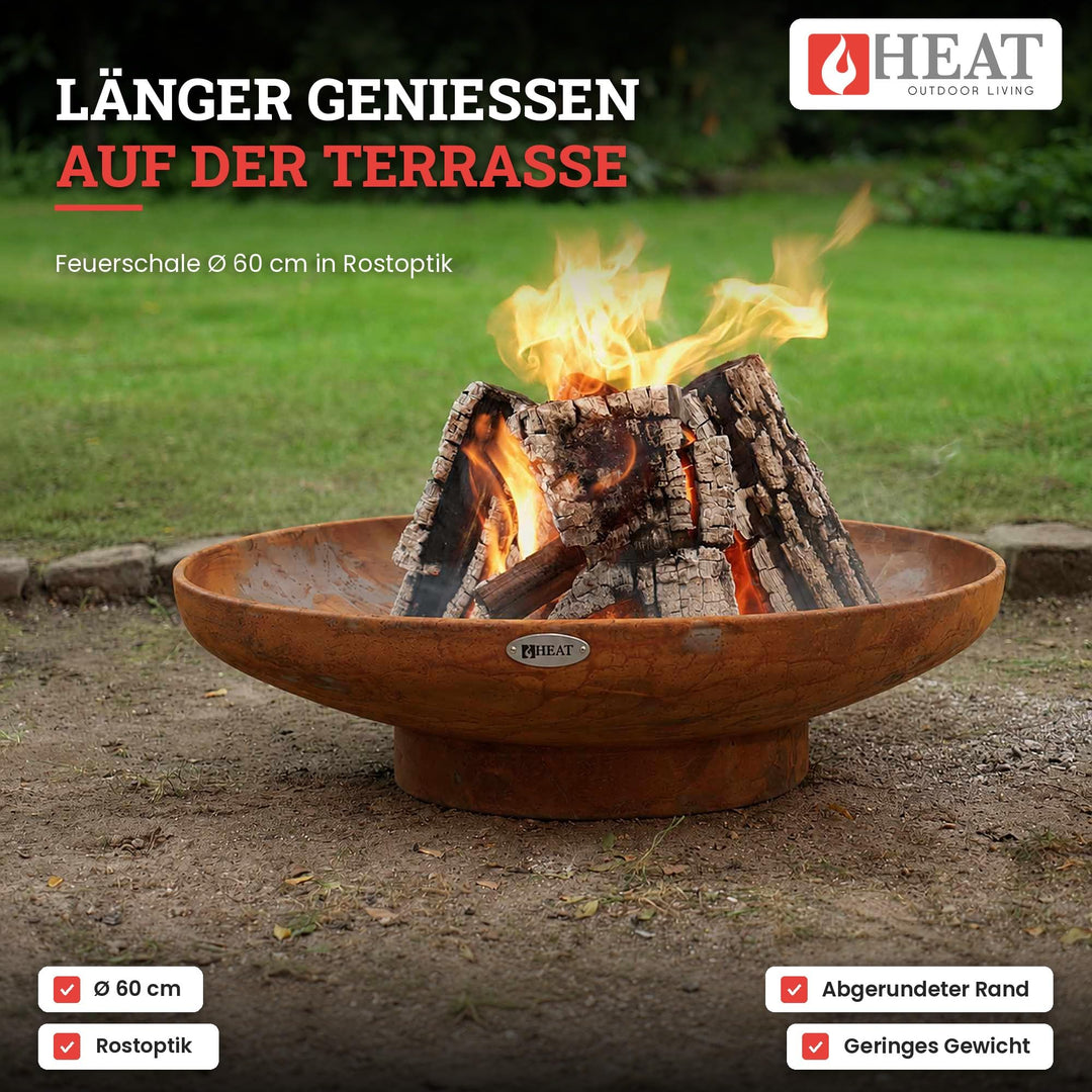 Feuerschale Stahl 60 cm Rostoptik für Garten und Terrasse - Bild 2