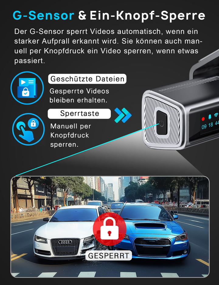 Dashcam vorne hinten 4K+1080P mit 5GHz WiFi und 32GB SD-Karte - Bild 4