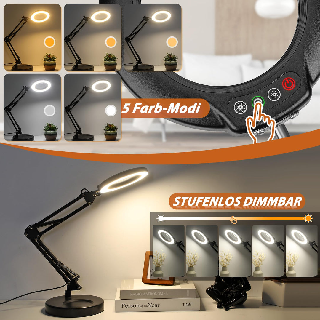 Standlupe mit LED-Licht 12x Vergrösserung 5 Farbmodi für Handwerk - Bild 3