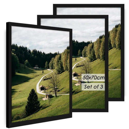 Bilderrahmen 50x70 cm Schwarz 3er-Set für Poster und Fotos