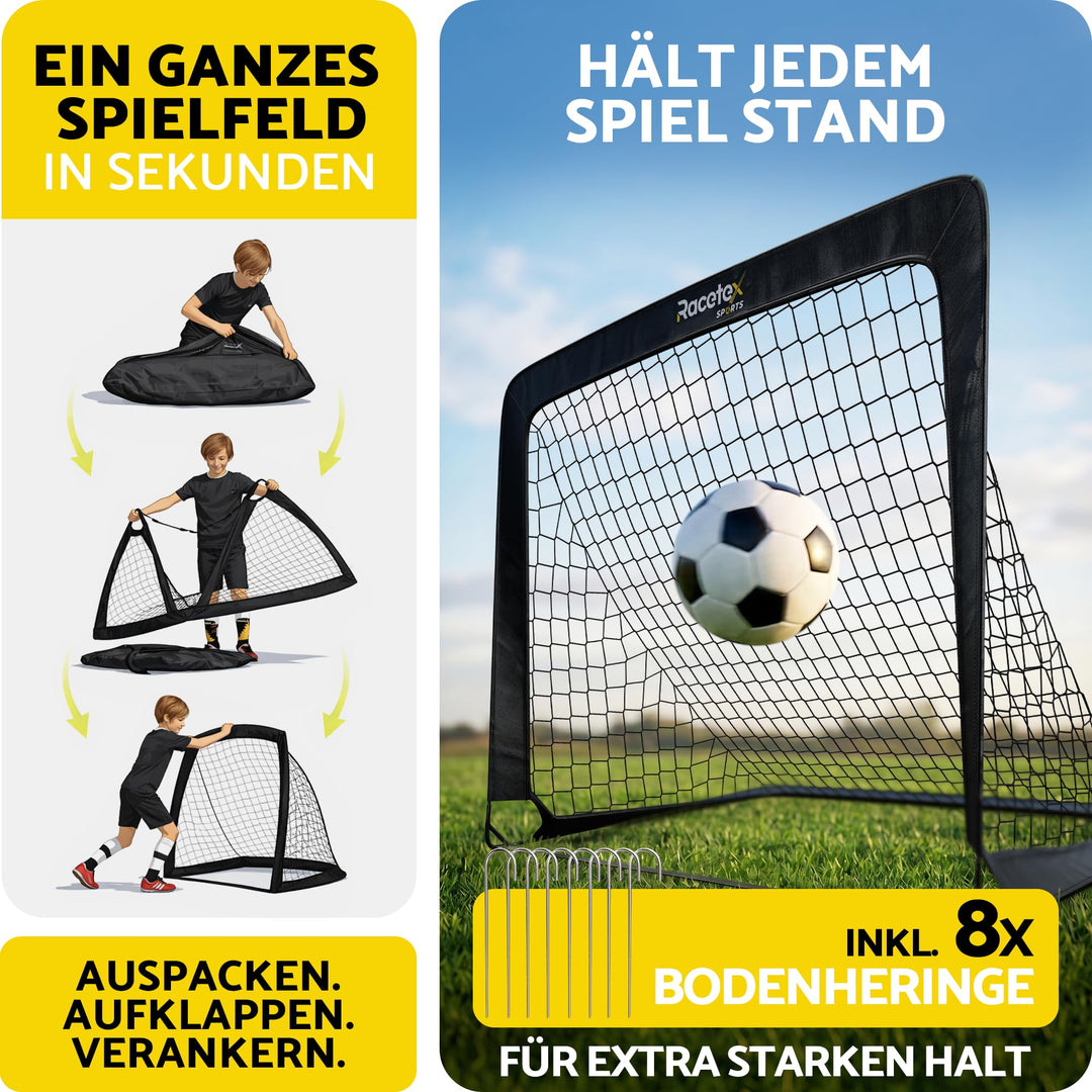 Fussballtor Kinder 2er-Set faltbar mit Glasfaserstangen und Tragetasche - Bild 6