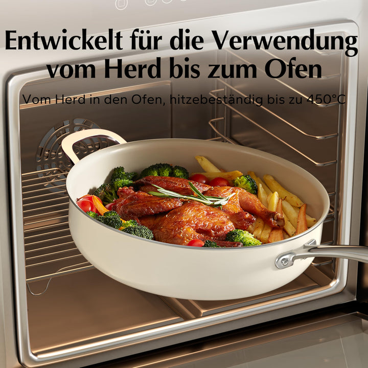 Bratpfanne 28cm Keramik Antihaft mit Deckel PTFE-frei Induktion - Bild 2