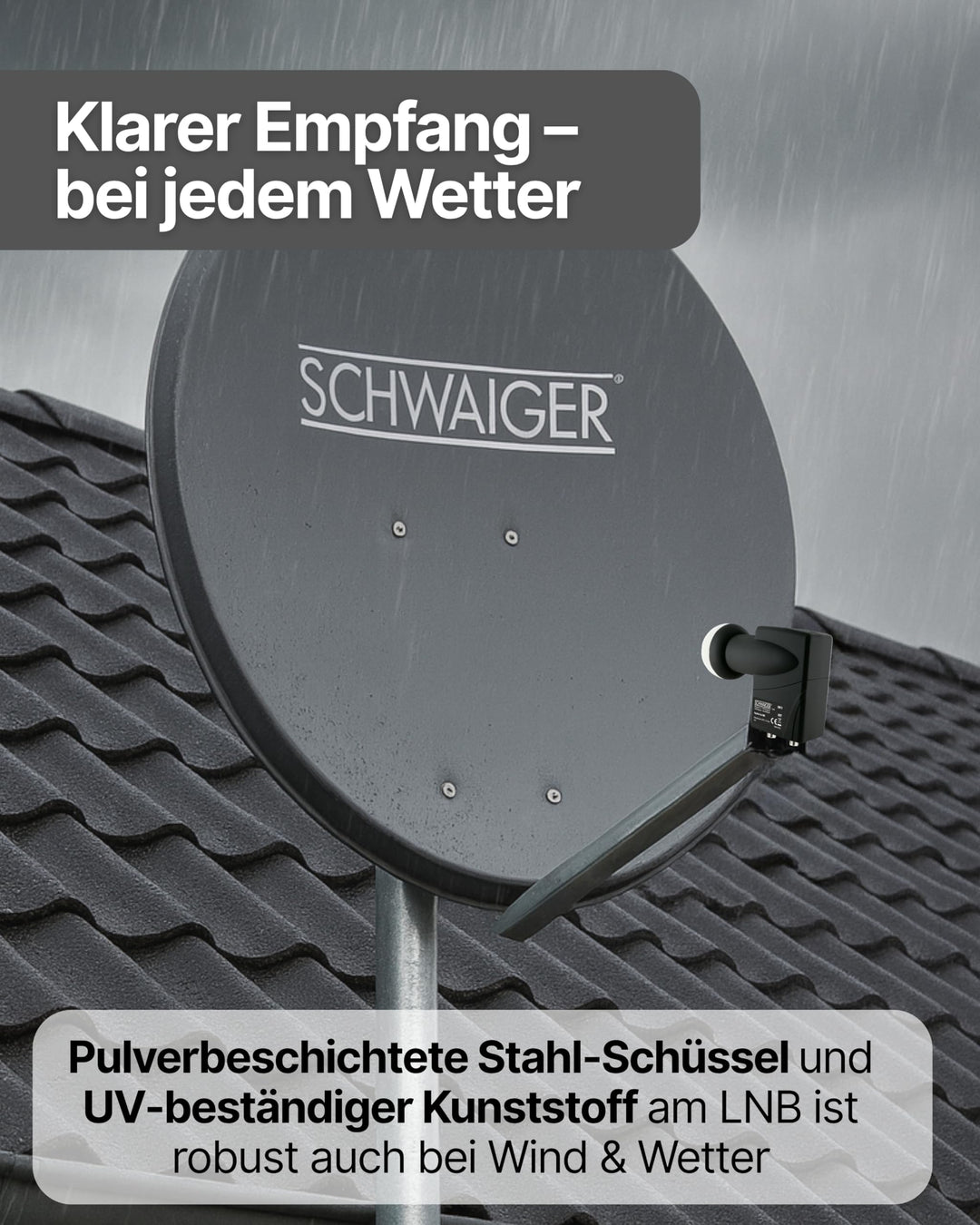 Satellitenschüssel Komplettset Stahl Ø 60 cm anthrazit für 2 Receiver - Bild 8