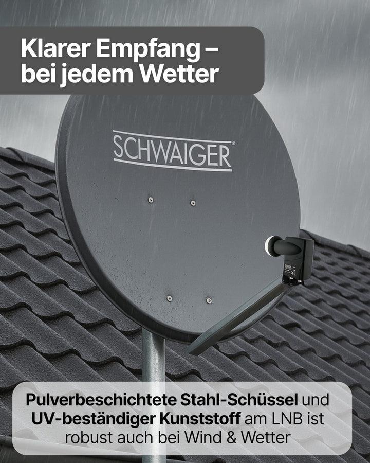 Satellitenschüssel Komplettset Stahl Ø 60 cm anthrazit für 2 Receiver - Bild 8