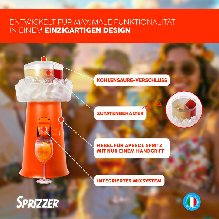 Spritz-Dispenser manuell mit Eisbehälter 3 Liter für Aperitif - Bild 4