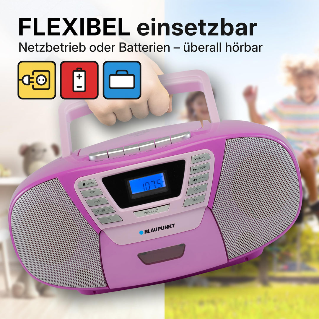 Tragbarer CD-Player mit Kassette, Bluetooth &amp; UKW Radio Kinder - Bild 5