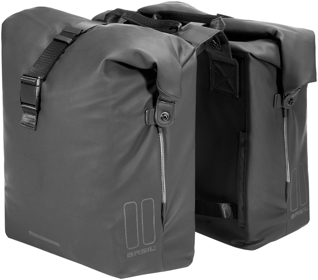 Fahrrad-Doppeltasche Damen wasserdicht PU schwarz 32x13x32cm