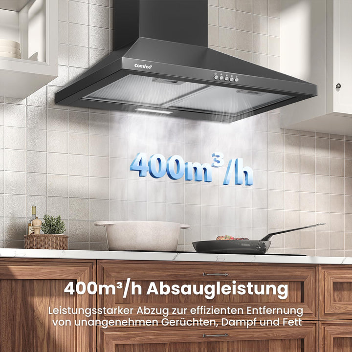 Dunstabzugshaube 60 cm Umluft Abluft Edelstahl Schwarz A++ 400m³/h - Bild 5