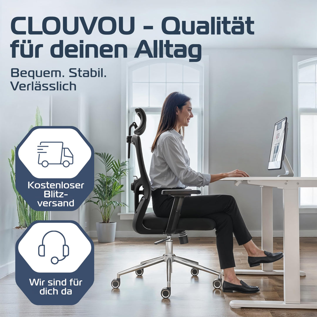 Bürostuhl Ergonomisch Mesh 2D-Armlehnen bis 150 kg bis 190 cm - Bild 8