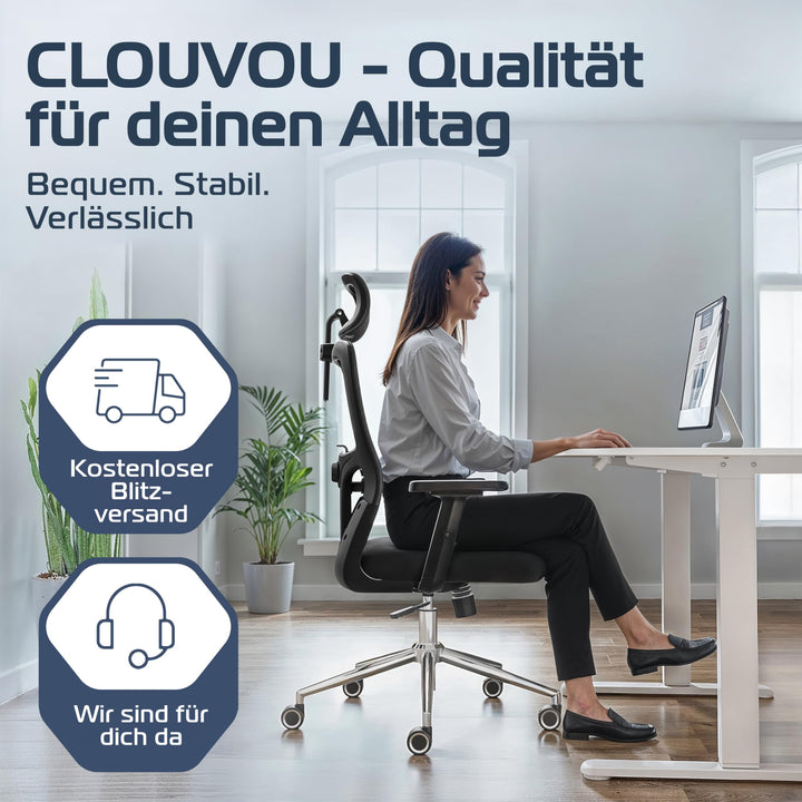 Bürostuhl Ergonomisch Mesh 2D-Armlehnen bis 150 kg bis 190 cm - Bild 8