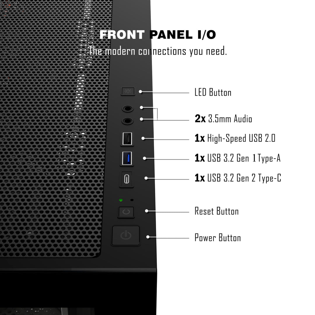 PC Gehäuse ATX Mid Tower 270° Panorama-Glas 4 Lüfter vorinstalliert - Bild 5