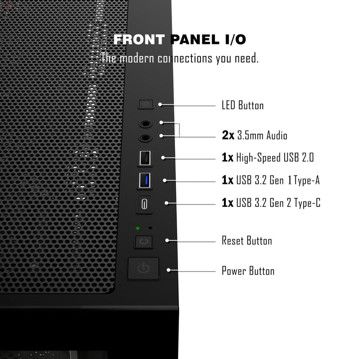 PC Gehäuse ATX Mid Tower 270° Panorama-Glas 4 Lüfter vorinstalliert - Bild 5