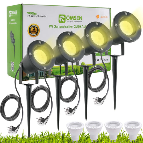Gartenstrahler mit Erdspieß GU10 7W warmweiss IP67 4er Set