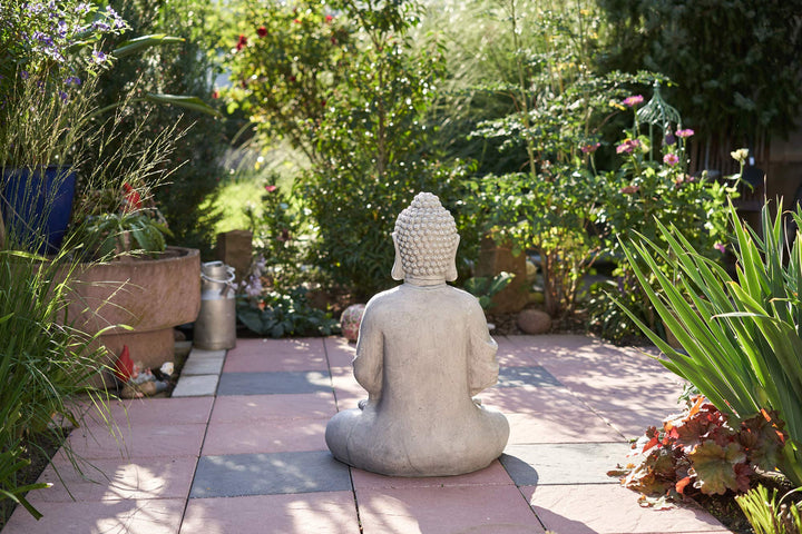 Buddha Figur sitzend Steinoptik Polyresin 70 cm für Garten - Bild 6
