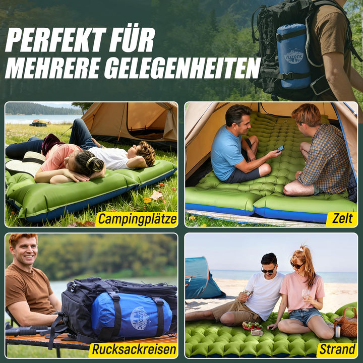 Luftmatratze Camping 2 Personen 203x136cm 10cm mit Fusspumpe und Kissen - Bild 9