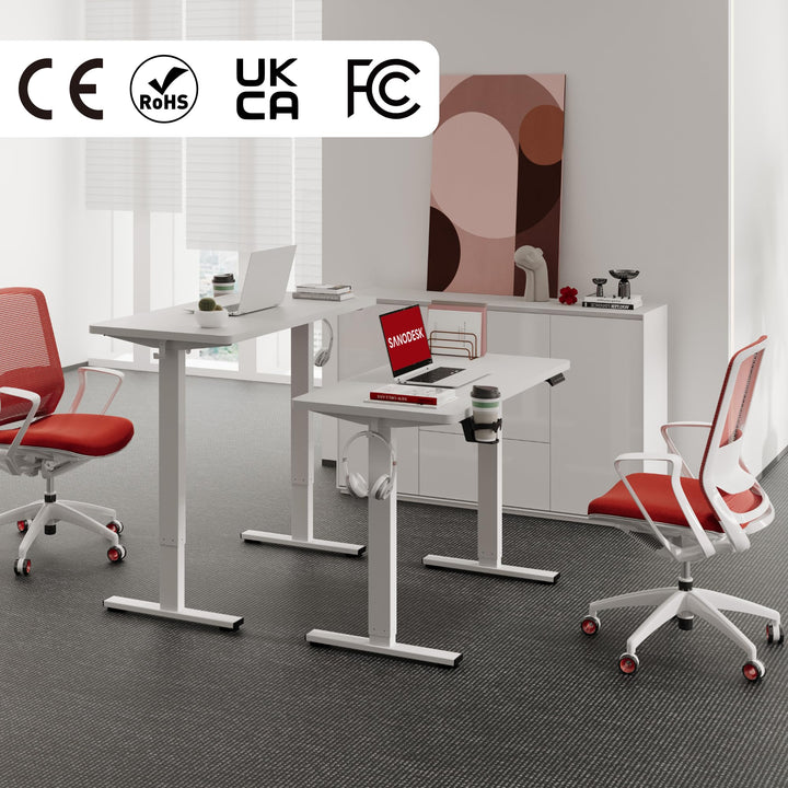 Höhenverstellbarer Schreibtisch elektrisch 110x54 cm mit Zubehör - Bild 2