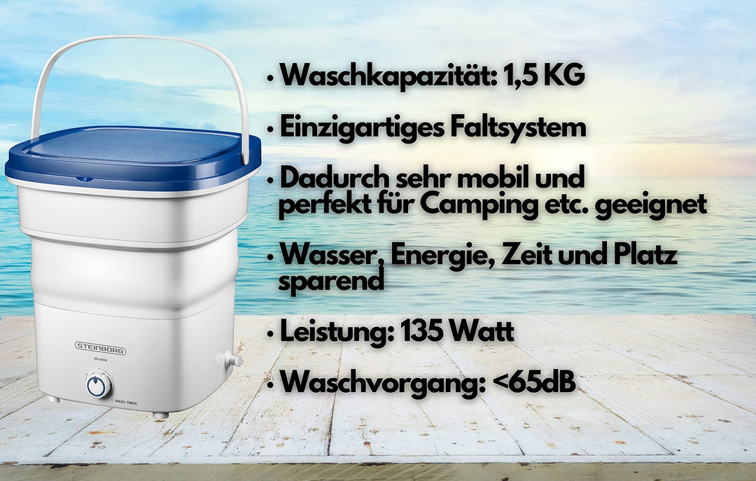 Faltbare Miniwaschmaschine 1,5 kg 135 W für Camping und Reise - Bild 2