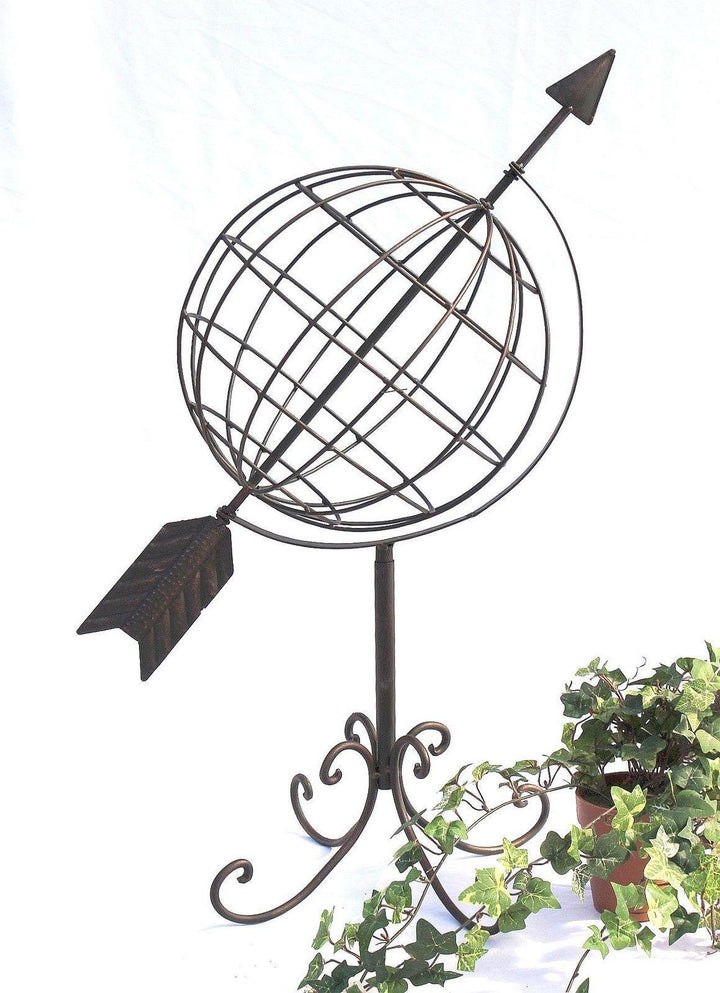 Sonnenuhr Garten Metall Globus Stehend 75 cm Silber Pulverbeschichtet - Bild 8