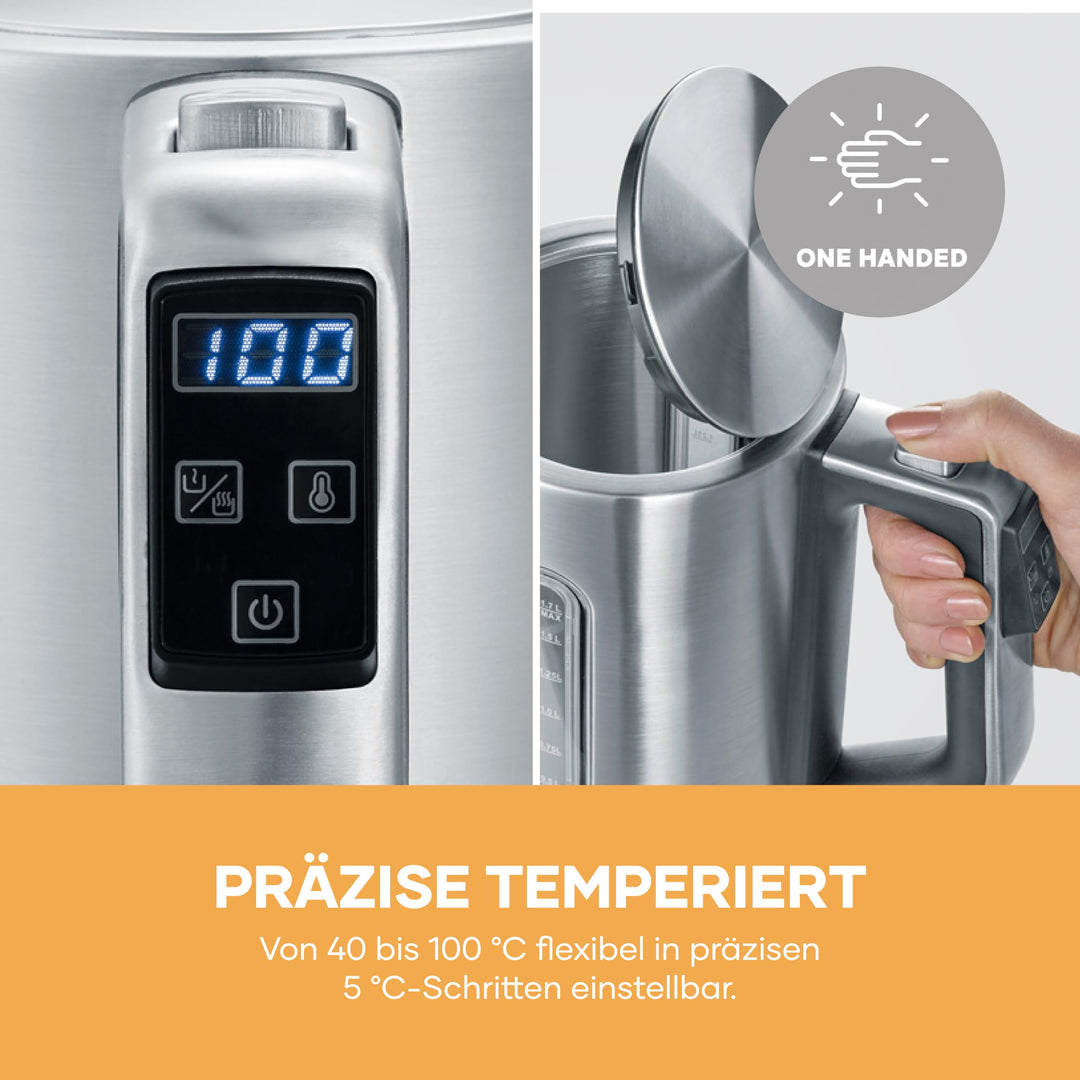 Wasserkocher 1,7 L Edelstahl 3000 W mit Temperaturwahl 40–100°C - Bild 7