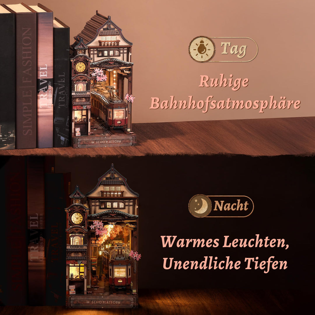 Book Nook Sakura-Bahnhof 3D Holzpuzzle mit LED 330 Teile - Bild 6